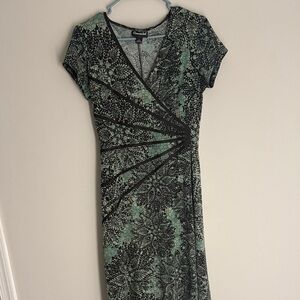 Chaps Women's Dress in Green and Black Pattern